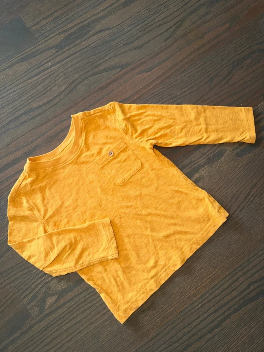 Old Navy Yellow Mustard Long-Sleeve Pocket T-Shirt | 3T